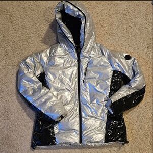 Body Glove Silver and Black Puffer Jacket with Hood
